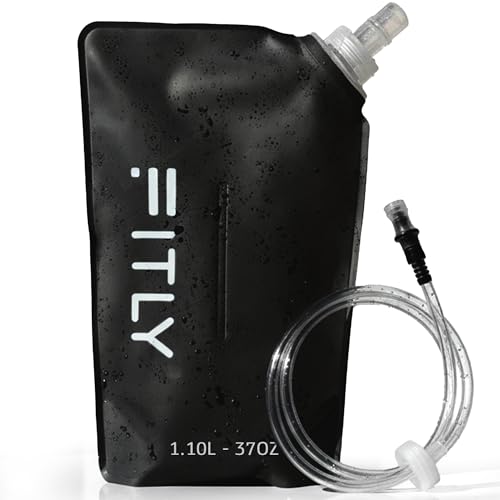 FITLY Soft Flask Running Water Bottle - Collapsible Hydration Flask - color: Black, size: 5.1 Ounces
