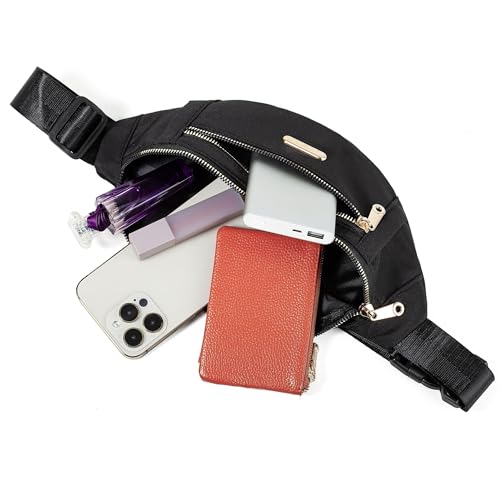 Fanny Packs Crossbody Bag for Women, Waist Pack Jogging Pouch Belt Bag for Outdoors Traveling Hiking - Black - color: Black