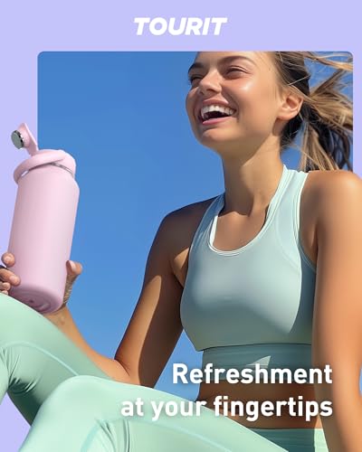 TOURIT 24 oz Insulated Stainless Steel Water Bottle, Pink - color: Pink, size: 32 Ounces