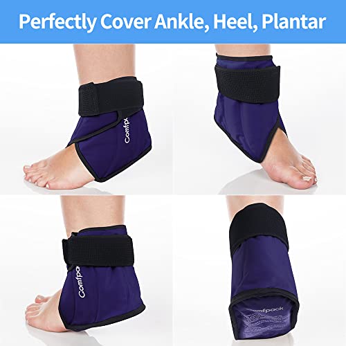 Comfpack Ankle Ice Pack Wrap Heel Ice Pack for Pain Relief, Hot Cold Therapy Cold Pack for Plantar Fasciitis, Achilles Tendonitis, Ankle Sprain, Foot Pain, 2Packs - color: Dark Blue-2 Pack