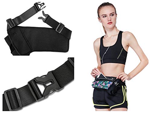 Running Belt Sport Waist Pack/Pouch w/Water Bottle Holder Hydration Fanny Pack Reflective Stripes Cellphone Storage Earphone hole for Dog walker Hiking Travel Adjustable (Tropical Flower Prints) - color: Tropical Flower Prints