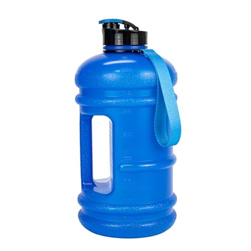 TOOFEEL 2 Liter Water Bottles - Half Gallon BPA Free - Ideal for Gym, Hiking, Running, Cycling - 74 oz Blue Water Bottle - color: Transparent Dark Blue, style: 74 oz water bottle