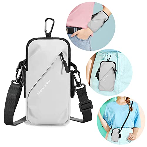 Prime Comfort Phone Holder, Small Crossbody Shoulder Holsters Bag with Arm Band, Fits iPhone and Android, Use for Running, Walking, Hiking & Biking (6.7 Inches, Grayish White) - color: Grayish white
