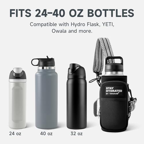 Water Bottle Holder with Strap, Crossbody Carrier for 24–40 oz Bottles