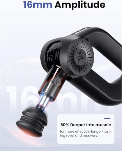 BOB AND BRAD D6 Pro Massage Gun Deep Tissue Percussion with 16mm Amplitude 85lbs Stall Force, FSA Eligible & HSA Approved Professional Muscle Massager for Athletes, Quiet Electric Back Massager - color: Classic Black