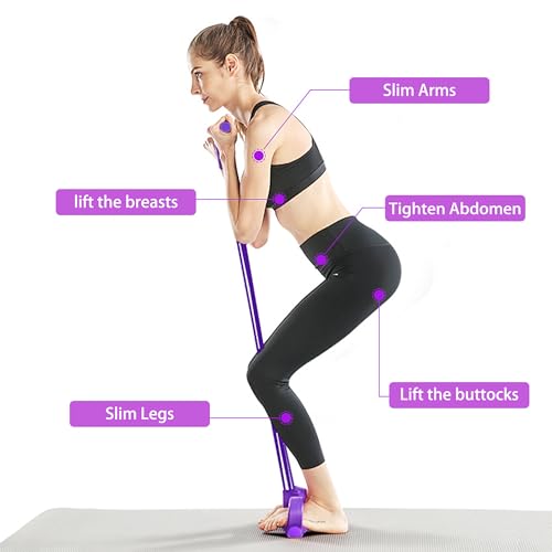 Multi-Function Tension Rope Band & Pedal Puller Resistance Band, 6-Tube Elastic Yoga Pedal Puller Resistance Band, for Abdomen/Waist/Arm/Leg Stretching Slimming Training - color: Purple-6 tube