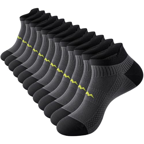 Ankle Compression Socks for Men & Women, 6 Pairs, Low Cut - color: Grey, size: Large