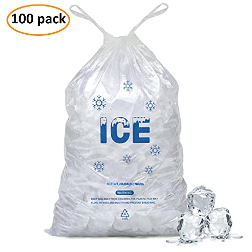 100 PACK 20 lb. Plastic Drawstring Ice Bags 14 x 28 Inch Heavy-Duty Ice Bags with Plastic Draw String (2.8mil Thickness) - style: 14x28inch(100pack)