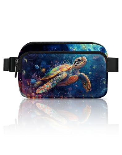 Sea Turtle Fanny Pack Fashion Belt Bag Lightweight Waist Pouch with Adjustable Strap Mini Crossbody Bags for Women Travel Sports Running - color: Light Yellow