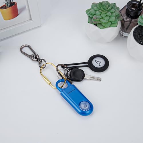 130db Personal Safety Alarm with Ultra Bright Strobe Light. Blue - color: Blue, style: Button cell