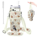 Water Bottle Carrier Bag for Stanley 40/30oz Cup Tumbler with Phone Pocket,Insulated Crossbody Water Bottle Holder with Adjustable Strap,Water Bottle Sling Pouch for Hiking Walking Camping Accessories - color: Highland Cow