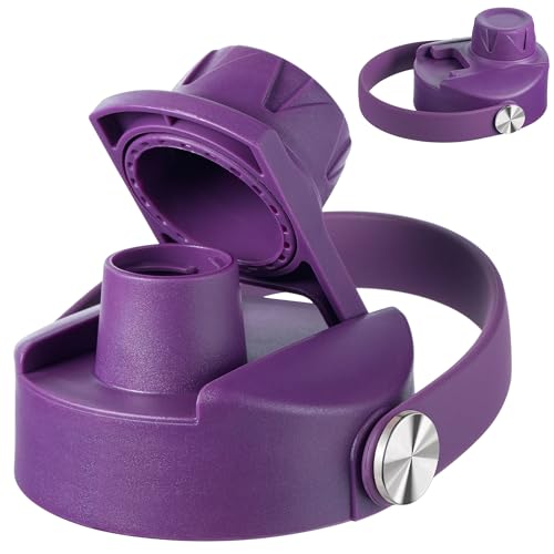 Lid for Hydro Flask 32 40 oz Wide Mouth, Replacement Lids Compatible with Hydro Flask Wide Mouth Water Bottle, Top Spout Lid with Handle, Wide Mouth Lid Chug Cap Accessories - color: Eggplant - 1 Pack
