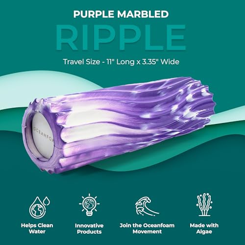 Oceanfoam Ripple Small Foam Roller for Physical Therapy (Purple Marbled) - color: Purple Marbled