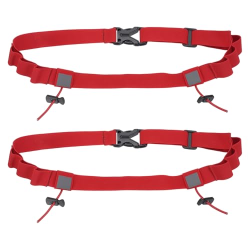 Bib Belt Race Belt Triathlon Running Number Holder 2Pcs Red - color: Red