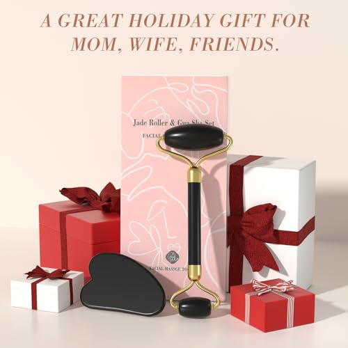 Gua Sha and Jade Roller Sets for Women Men Home Spa Stone Facial Guasha Jade Face Roller Massage Tool Set & Facial Skincare Tools Polished Stone Spa Gift - color: Yellow