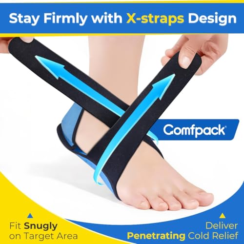 Comfpack Plantar Fasciitis Relief Ice Pack with Full Heel Sole Gel Coverage - color: Blue