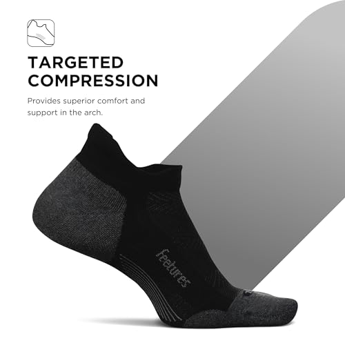 Feetures Elite Max Cushion No Show Tab Ankle Sock - color: New Black (1 Pair), size: Small
