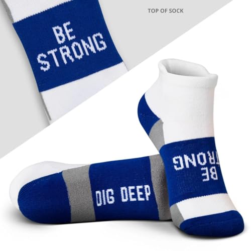 Gone For a Run Motivational Ankle Running Socks - Affirmation Runners Gifts - color: Be Strong (Royal)