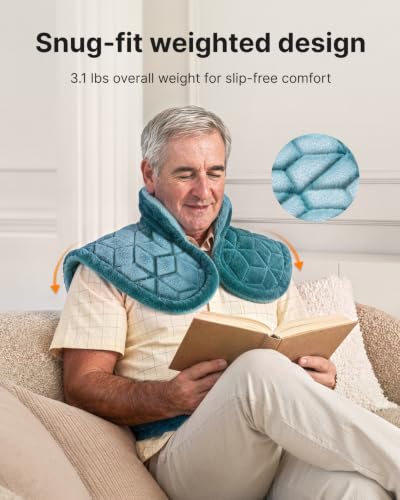 RENPHO Weighted Heating Pad for Neck, Shoulders & Back, Christmas Gift - color: A-blue