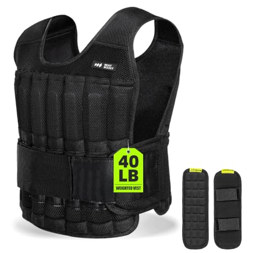 Beatboost Weighted Vest Men,20lb/30lb/40lb/50lb/60lb Adjustable Weight Vest - color: Black, size: 40LB
