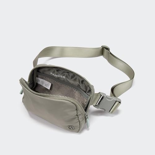 Pander Nylon Fanny Pack for Women, Two-Way Zipper Crossbody Bag - color: Grey Sage