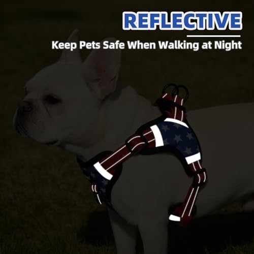 PUPTECK Dog Harness Small Sized Dog, Step in Adjustable Reflective Dog Vest Harness Escape Proof, No Pull Soft Padded Harness Easy Control, Star, M - color: Blue(Stars), size: M (CHEST: 14.5"-20")