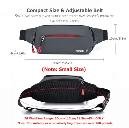 Fanny Pack Men Women Water-resistant Sports Waist Pack Small Bumbag Unisex - color: Gray