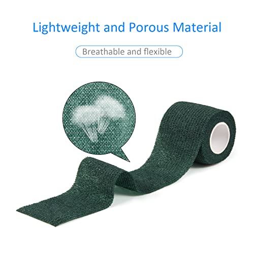 12Pcs Self Adhesive Bandage Wrap 2inch x 5 Yards Elastic Bandage Wrap Sport - color: Army Green, size: 12Pcs