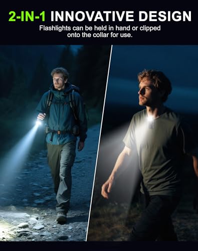 Rechargeable Running Flashlight, 500LM Super Bright COB Running Light, 10/4 Lighting Modes, Magnetic Back Clip & Wrist Wearable, 90°/120° Adjustable, IP54/IPX5 Waterproof, for Runners, Camping,