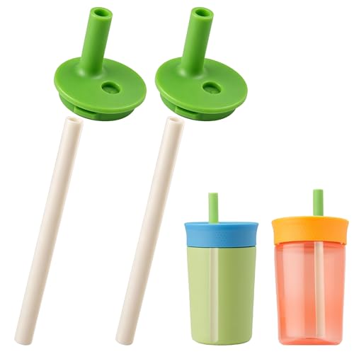 Silicone Bite Valve & Straws Parts for Owala Kids 12/15oz Bottle - color: Green