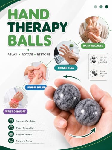 2 PCS Baoding Balls for Hand Therapy Marble Meditation Balls Gray - color: Storm Gray Marble