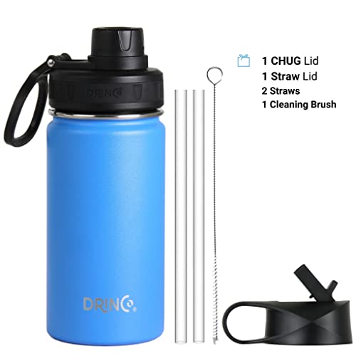 Drinco Stainless Steel Water Bottle Spout Lid Vacuum Insulated Double Wall Water Bottle Wide Mouth Leak Proof Keep Cold Sport Camping Hiking (14oz Royal Blue) - color: 14oz Royal Blue