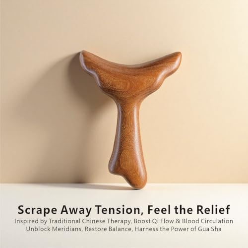 Osakey Gua Sha Acupressure Massage Tool – Premium Golden Sandalwood, Fish-Tail Shape for Scraping, Trigger Point & Muscle Relief – Natural Wood Therapy Tool for Face & Body