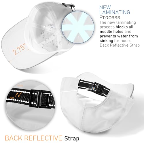 Waterproof Baseball Cap for Men Women UPF 50+ Quick-Dry Running Golf Hat - color: White