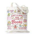 Canvas Tote Bag Gift for Women Girls Friends Shopping Beach Vacation Canvas Tote Bag - color: Bookish