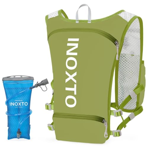 INOXTO Running Hydration Vest Backpack,Lightweight Insulated Pack with 1.5L Water Bladder Bag Daypack for Trail Hiking Running Cycling Race Marathon for Women Men - color: Fruit green