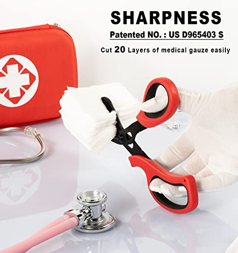 MEUUT Medical Scissors 2-Pack Trauma Shears for Nurses All Purpose Scissors - color: Black/Red+red/Black