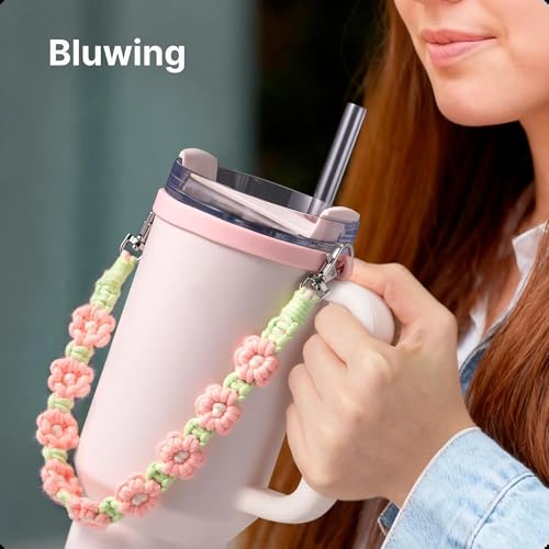 Water Bottle Handle Strap for Stanley Cup, Owala and Most 12-40oz Bottles - color: Daisy 10