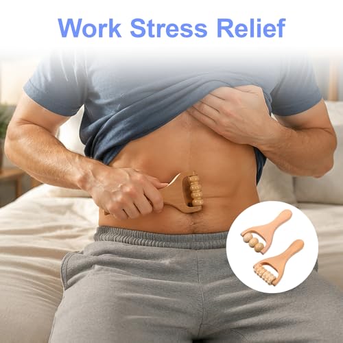 Wooden Massage Roller 2 Pcs 3 Bead 2 Gear