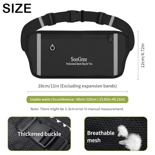 SooGree Running Belt Fanny Pack Running Waist Pack for Women Men Crossbody Bags Slim Reflective Runner Pouch Belt Cell Phone Holder Sport Waist Pack Adjustable Strap Gym Marathon - color: Black, size: 1190