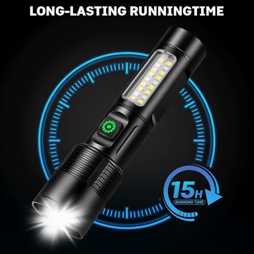 Kmivo Rechargeable LED Flashlights High Lumens - 99,000 lm Super Bright Flash Light with 6 Modes, Adjustable Light, Powerful Handheld Linternas for Home, Camping（2 Packs - size: Small