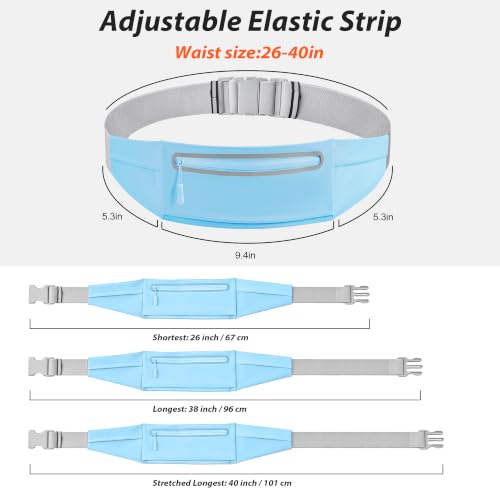 Slim Running Belt for Women Men,Phone Holder Waist Pack,Runners Fanny Pack - color: Light Blue
