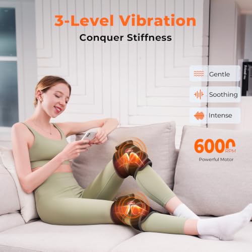 HOMRELEXA Cordless Heated Knee Massager, 3-in-1 Knee Heating Pad, Black 1PC - color: Black-gray 1pc
