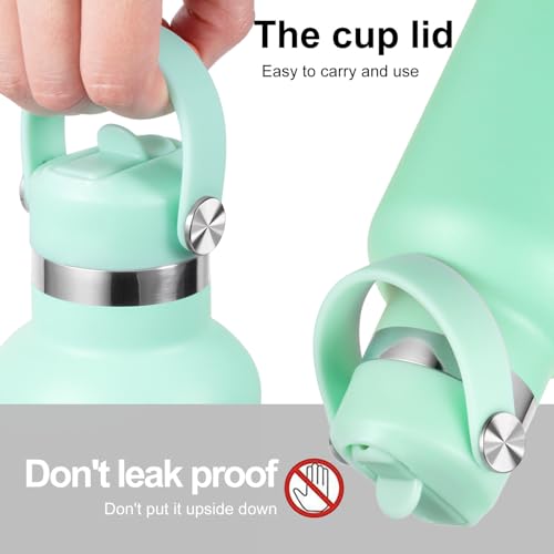 Dew Straw Lid for Hydro Flask Standard Mouth 18 21 24 oz, Replacement Sport Cap with Handle, BPA-Free Straw Lid with 2 Straws + Brush, for Office School Travel Daily Commute - color: Dew