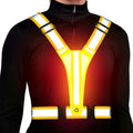 Led Light Up Running Vest Reflective Vest for runners night walking, Rechargeable Reflective Running Vest High Visibility - color: Orange