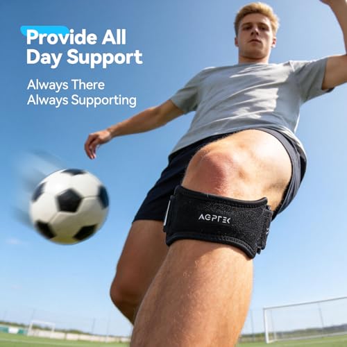 AGPTEK Plus Size Knee Brace for Women & Men, Pain Relief Patella Tendon Knee Strap 2 Pack, Adjustable Knee Support Band for Running Weightlifting Baseball Tennis Volleyball Jogging Bicycle Climbing, 11.02-20.87in - size: Large