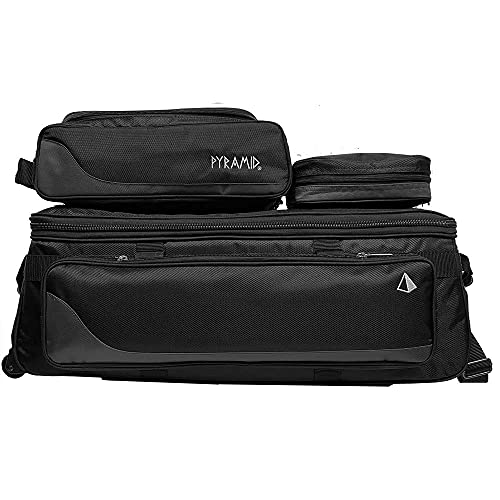 Pyramid Path Triple Tote Roller Plus Bowling Bag with Detachable Shoe Bag (Fits US Mens Size 15), Accessory and Side Pocket, Lightweight Travel Design - color: Black/Black