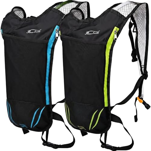 2 Pack Hydration Pack with 2L Backpack Water Bladder - Great for Outdoor Sports of Running Hiking Camping Cycling Skiing - color: Blue+Green (2 Pack)