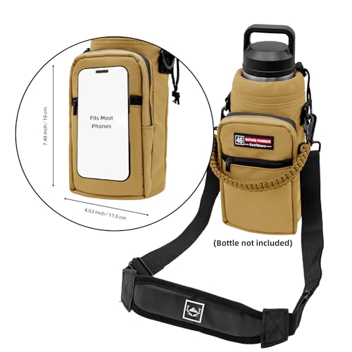 NATURE PIONEOR 26-128 oz Insulated Water Bottle Carrier Holder with Strap - color: Brown, size: 40-46oz