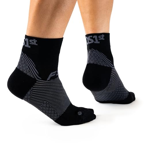 OrthoSleeve FS4 Plantar Fasciitis Compression Socks - color: Black Qtr Crew, size: Medium